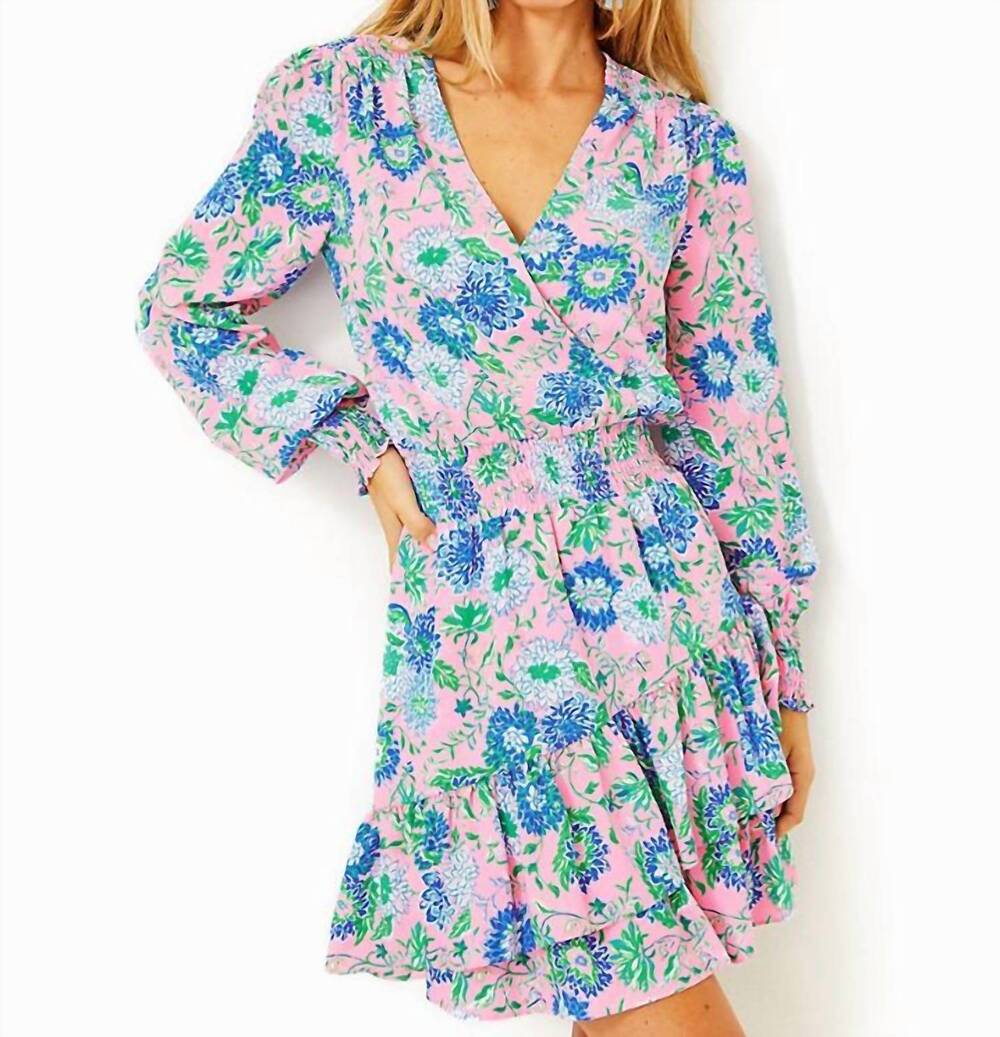 NEW LILLY PULITZER cristiana long sleeve dress in conch shell pink rumor has it